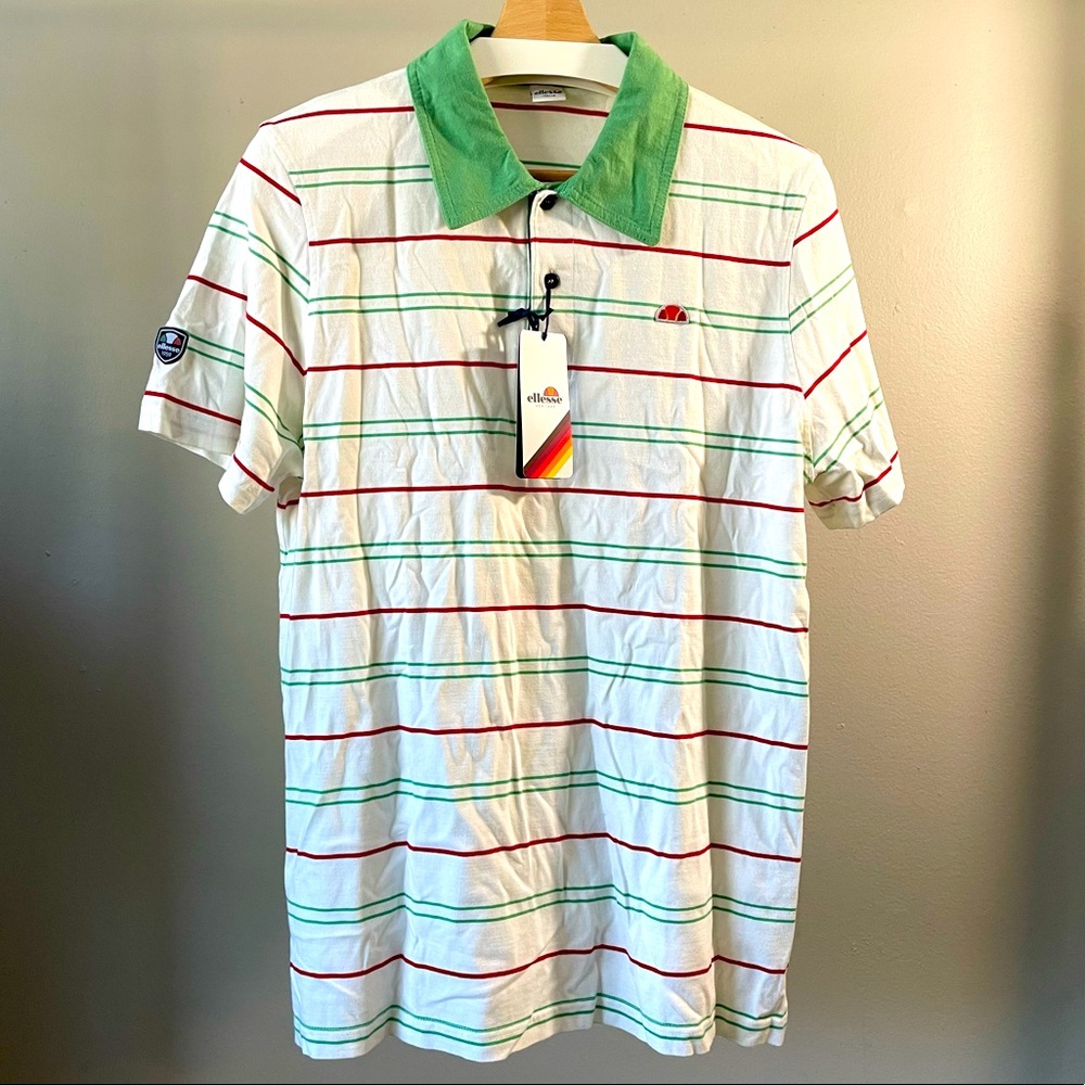 Ellesse Shirt Sleeve Striped Polo Shirt